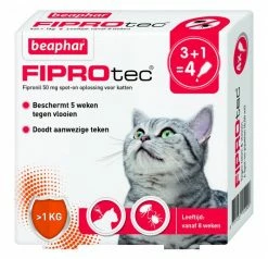 Beaphar Fiprotec Spot-On Kat 3 + 1 Pipet Gratis