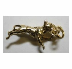 Bedeltje Verguld Bullterrier Hangend Aan Stok