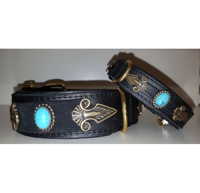 Maul Halsband Santa Barbara Zwart/zwart Messing Beslag 3 Maul Halsband Santa Barbara Zwart/zwart Messing Beslag