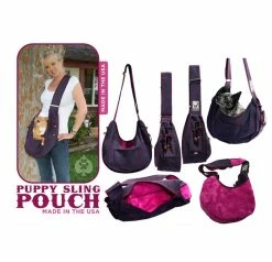 Pet Flys Puppy Sling Pouch Fifi Florette Denim & Magenta